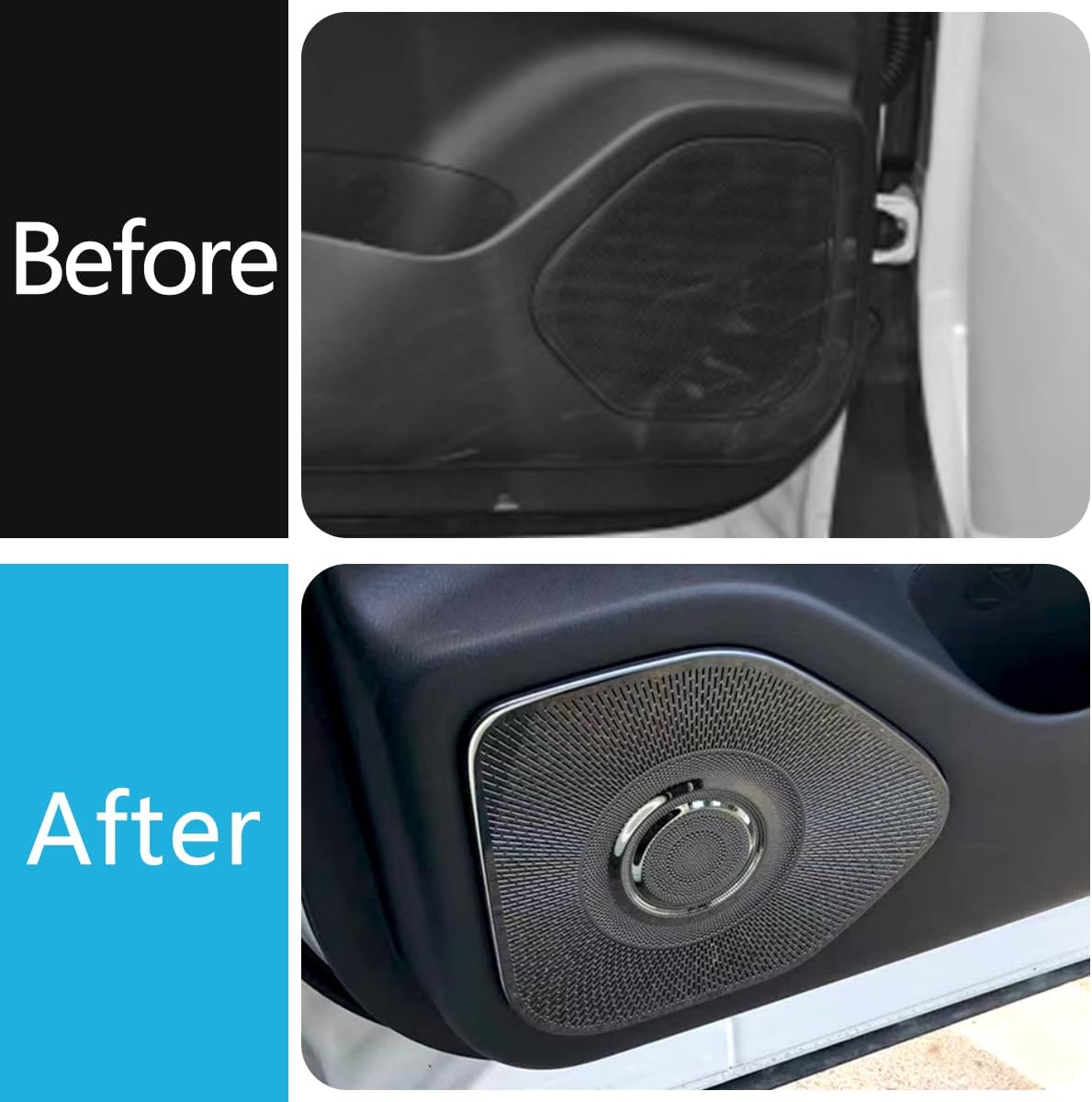 Car Accessories Fit for Nissan New Rogue 2021 2022 2023 2024 Inner Car Door Panel Audio Cover Trim (Black Titanium) 4PCS Stainless Steel