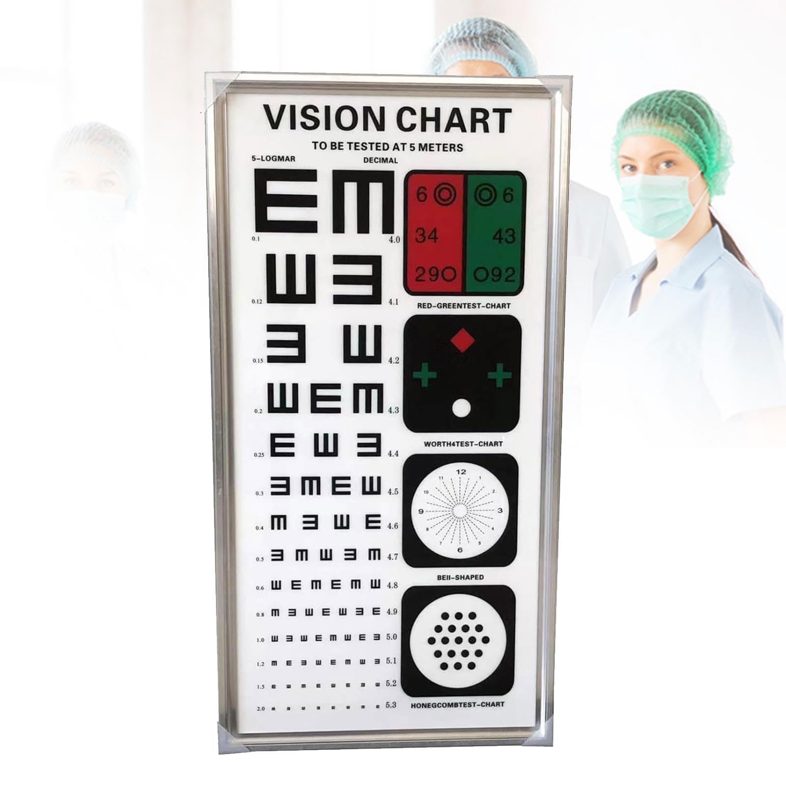 Tabla optométrica ultrafina de 5 m con caja de luz LED constante y test de visión