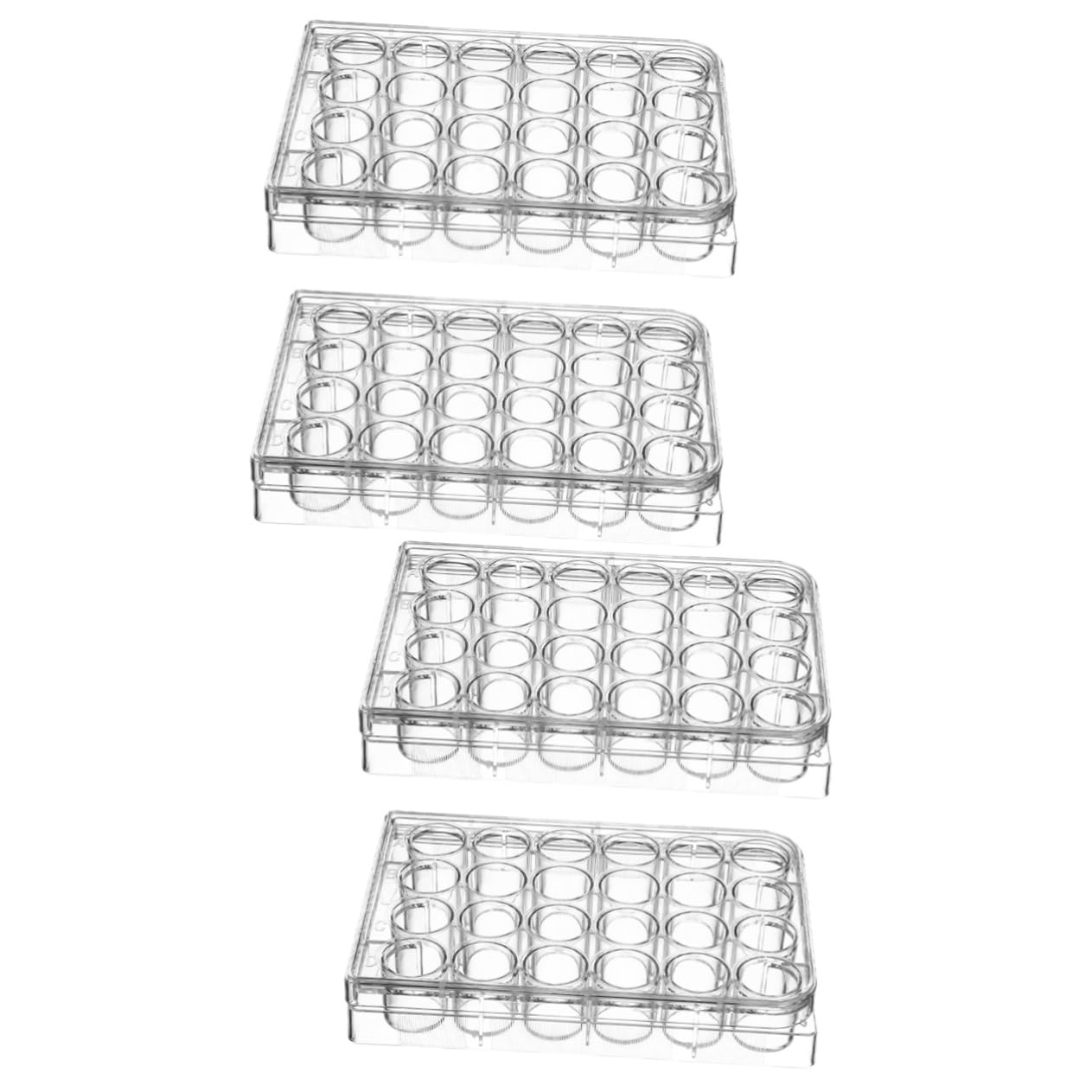 KICHOUSE 2sets Lab Cell Culture Plates 24-Hole Culture Trays Lids for Tissue Cell Laboratory Use 2pcs*2