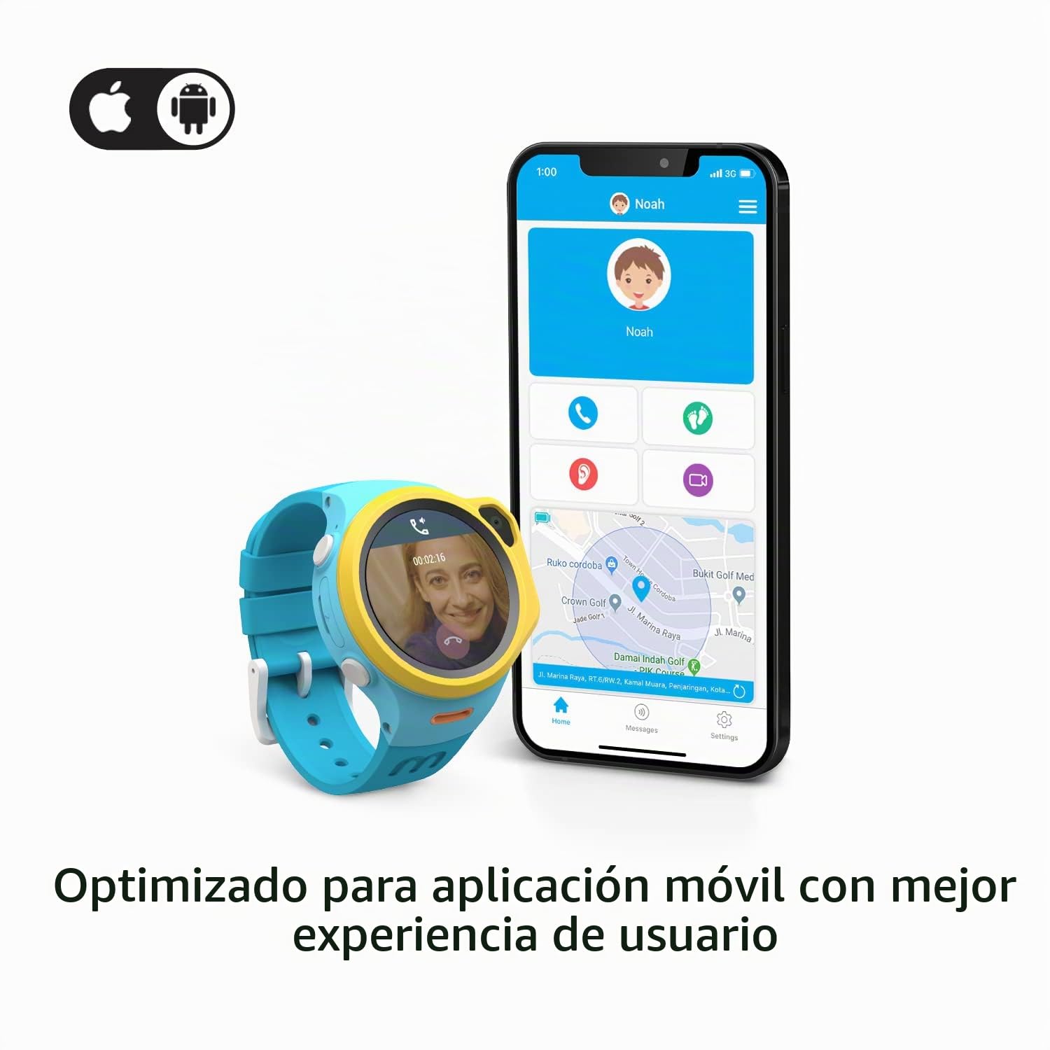 MyFirst Fone R1 Azul. Watchphone. Reloj Inteligente para niños y niñas con Llamadas. Incluye GPS, videollamada, Pantalla táctil, MP3, Alarma SOS, cuentapasos y Otras Funciones