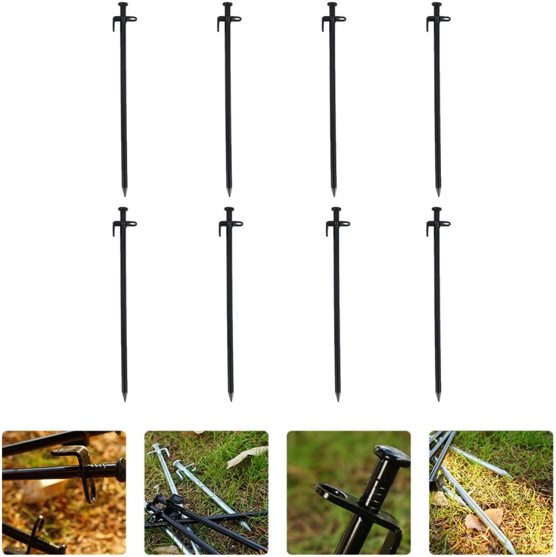 Heavy Duty Steel Tent Stakes 30cm 8pcs Camping Ground Pegs Set for Family Tents Accessories for Snow Grassland and Hiking