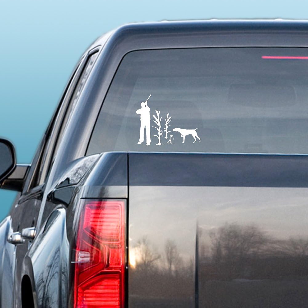 Express Yourself Unpland Pointer and Hunter (White - Facing as Shown - 3XL) Decal Sticker - Hunting Dog Collection
