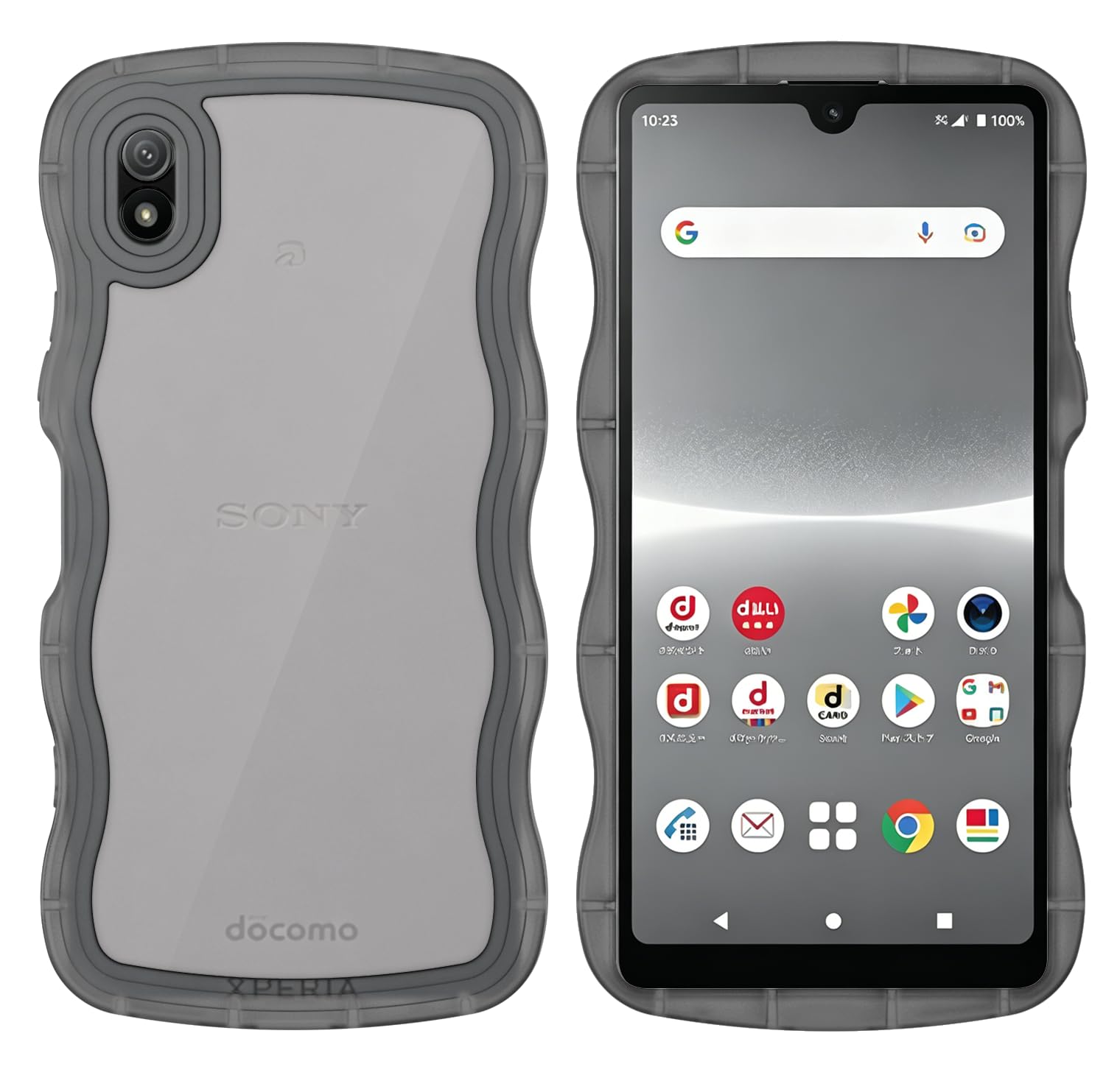 【Newnugds】Xperia Ace III ケース 韓国 おしゃれ シンプル 波状エッジ エクスペリア Ace III ソフト TPU うねうね 純透明 創意 超軽量 薄型 スマホケース 黄ばみなし 指紋防止 擦り傷防止 全面保護 エクスペリア Ace III ケース 衝撃吸収 ワイヤレス充電対応 ストラップホール付き-ブラック