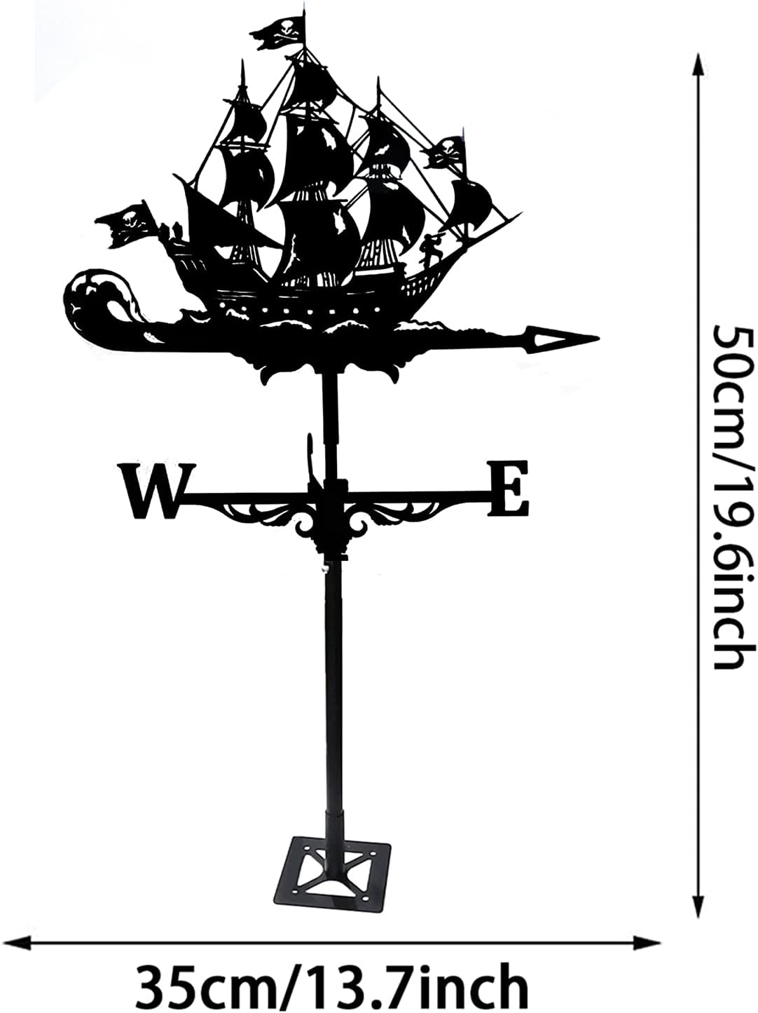 Weather Vanes for Roof Weathervane Pirate Ship Creative Sailing Boat Sculptures Weather Vane Outdoor Gardens Weathervane Iron Art Weather Vane Coating Houses Patio Lawns