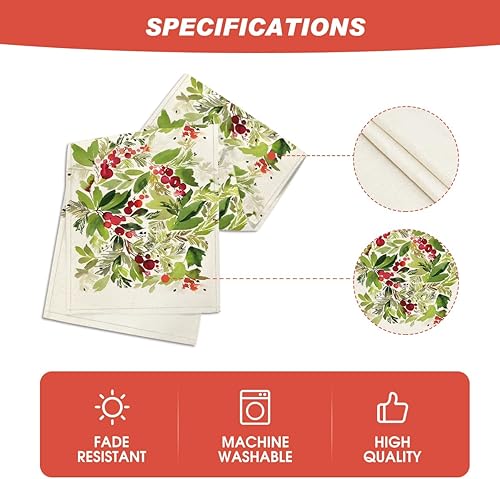 Miniatura 9 de Artoid Mode Camino de mesa de Navidad con acebo de acuarela, decoración de mesa de comedor para interiores y exteriores, decoración de fiesta para