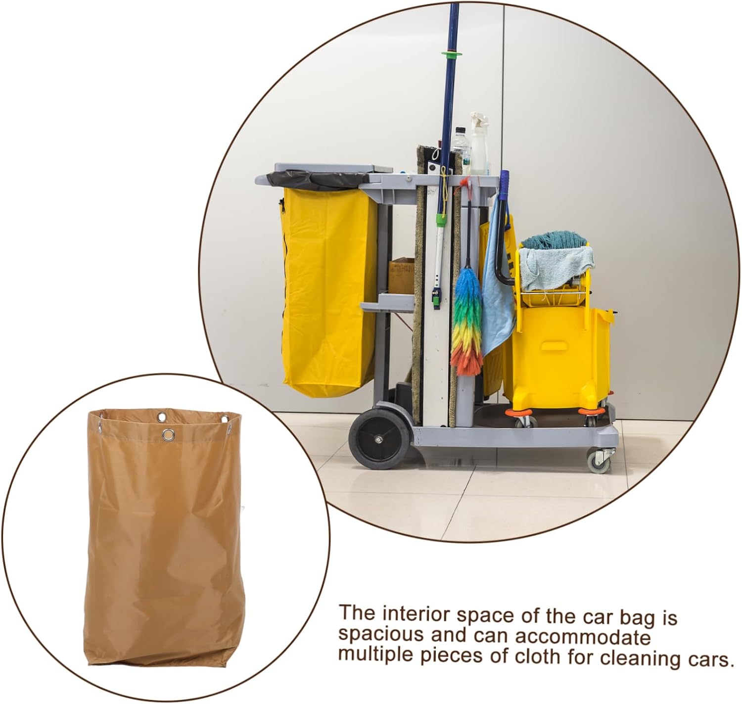 High Capacity Canvas Janitorial Cart Bag Cleaning Supply Organizer for Housekeeping and Hotel Use Replacement Cleaning Bag Spacious Interior