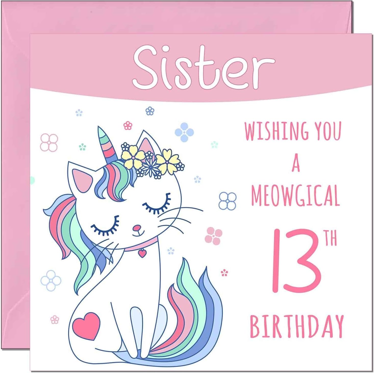 9th Sister Birthday Card - Meowgical Funny Cat Birthday Card for 9 Year old Kids Nine, Ninth image 5