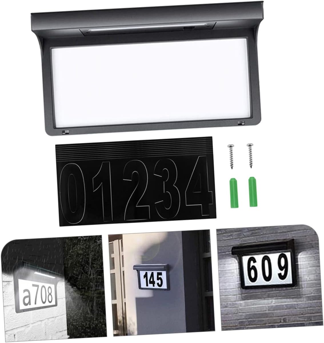 DOITOOL 3pcs Solar-powered House Number Lights Address Sign for Outdoor Solar Address Sign for Decor