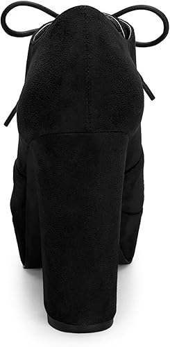 Miniatura 4 de Allegra K Botines con cordones de tacón grueso y plataforma para mujer