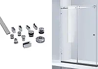 Kit Porta de Correr para Box de Banheiro 2 Metros, Inox Polido,F1 Ellegance, Sistema Deslizante