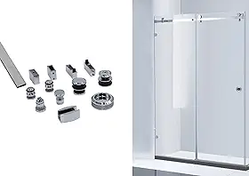 Kit Porta de Correr para Box de Banheiro 2 Metros, Inox Polido,F1 Ellegance, Sistema Deslizante