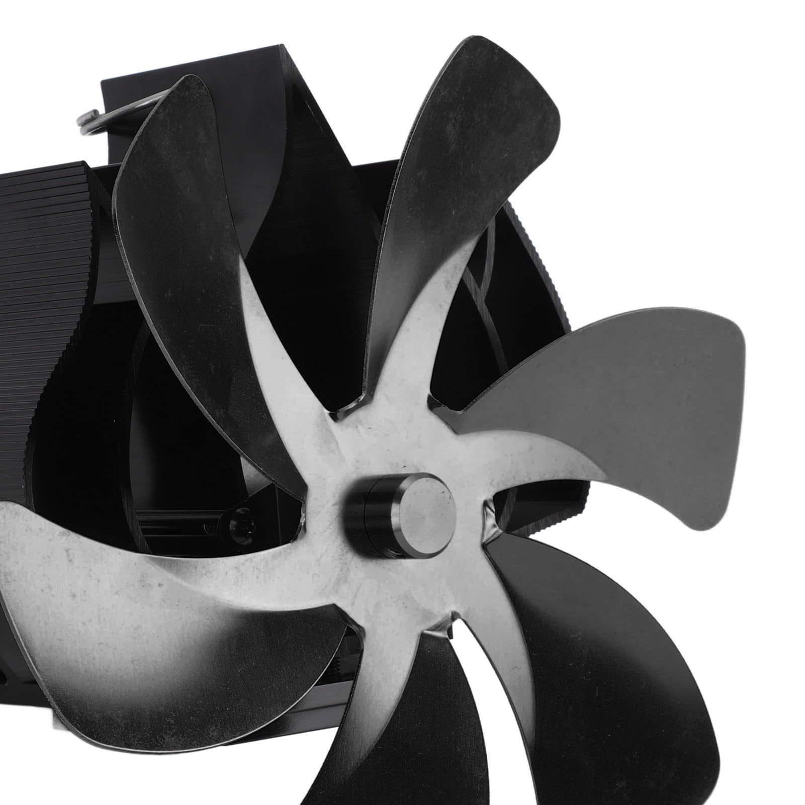 Yosoo Health Gear Ventilatore per Stufa a Legna, Ventilatore per Camino con Tubi in Lega di Alluminio con 6 Pale, Design Sospeso Alimentato a Calore, Circolazione dell'Aria a Basso Rumore per (BLACK)