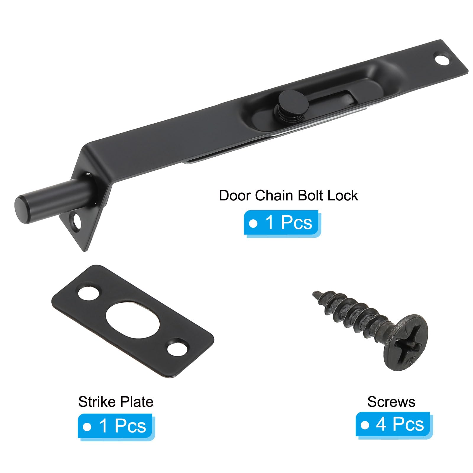 PATIKIL Flush Bolt 6" x 0.71", Stainless Steel French Door Lock Concealed Slide Double Door Latch for Wood Composite Double Door Black - Image 3