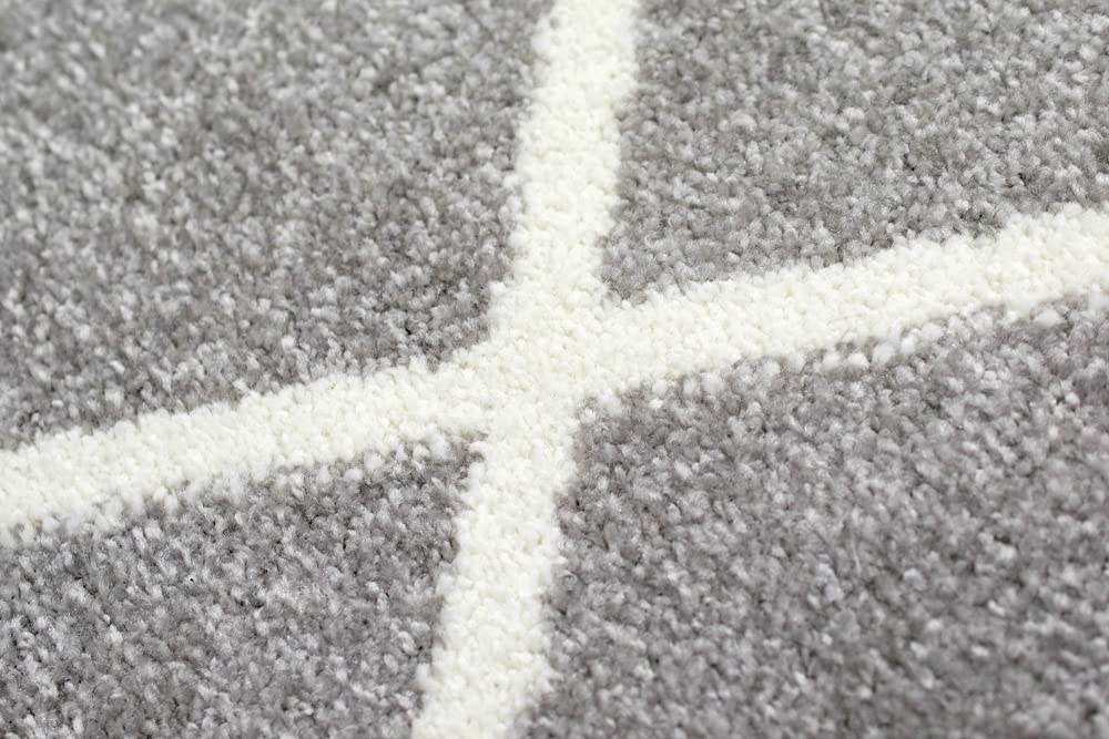 Teppich-Traum Tapis de Salon Design Scandinave Motif Diamant - Facile à Entretenir - Gris crème Blanc Größe 120x170 cm