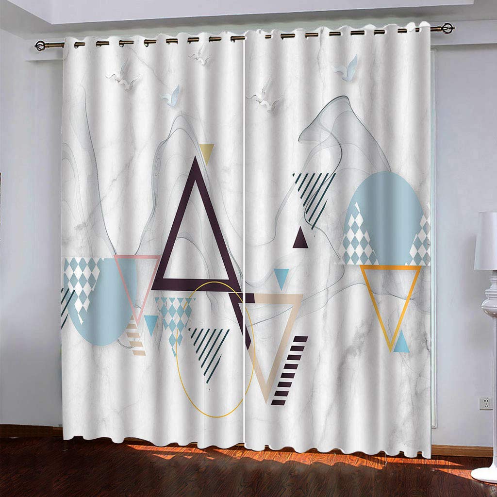 Maynuo Girls Curtains For Bedroom 3D Minimalist Geometry Eyelet Top Curtain For 62X78inch Kids Window Treatments For Home Decoration Thermal