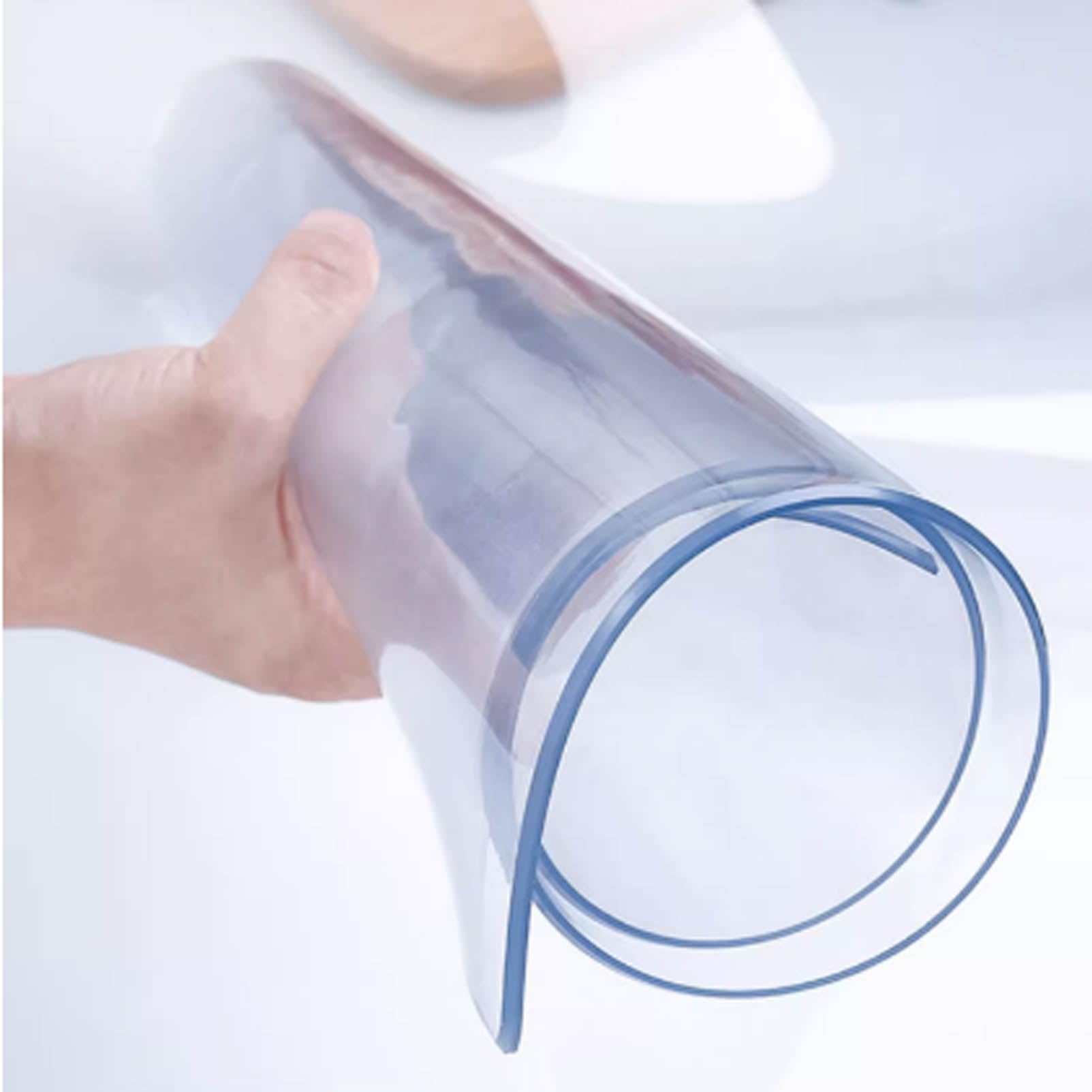 Tapis de table en PVC transparent de 65 x 125 cm, protecteur de bureau pour la maison et le bureau, facile à nettoyer, tapis de chaise antidérapant, nappe en plastique transparent, forme rectangulaire