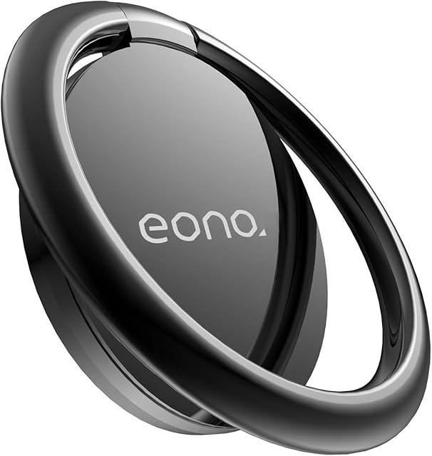 Amazon Brand - Eono Phone Ring Holder Handy Finger Ring Stand, Universal Grip 360 Adjustable Loop for iPhone 14 Pro Max Plus 13 mini 12 11 XS XR X 8 7 6 6s Plus, Galaxy, 4-8 inches Smartphone - Silver