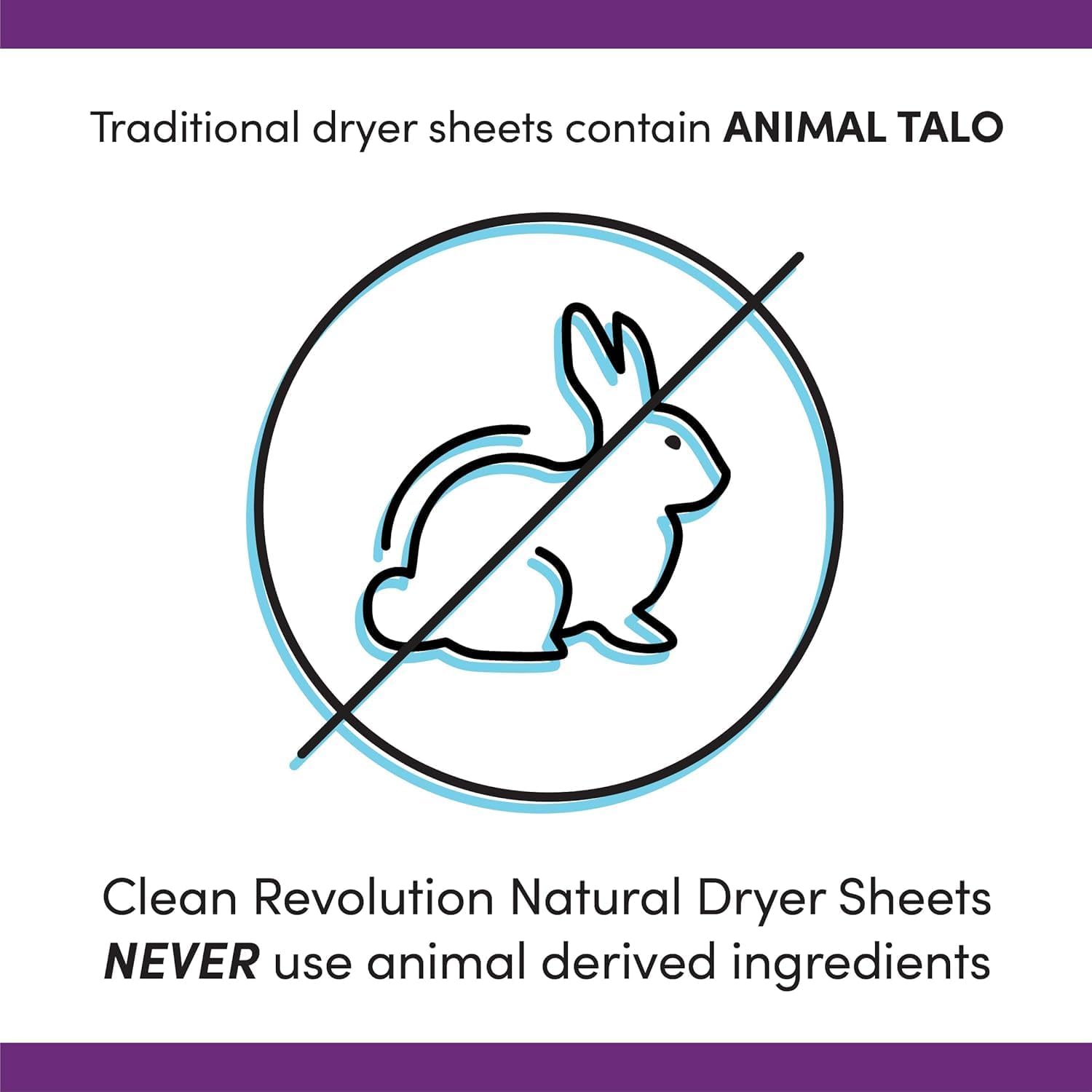 Clean Revolution Natural Fabric Softener Dryer Sheets, 80 Sheets, 160 Loads, Seaside Lavender, Naturally Derived, Sensitive Skin Safe, Made in the USA (Pack of 2)