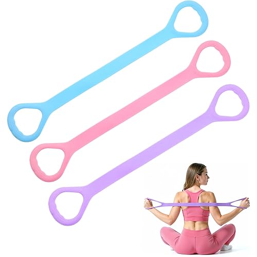3 Pcs Figure 8 Resistance Band with Handles Elastic Bands for Working Out Arm Back Shoulder Training Elastic Ropes Exercise Equipment for Yoga Pilates Physical Stretching Chest Expander