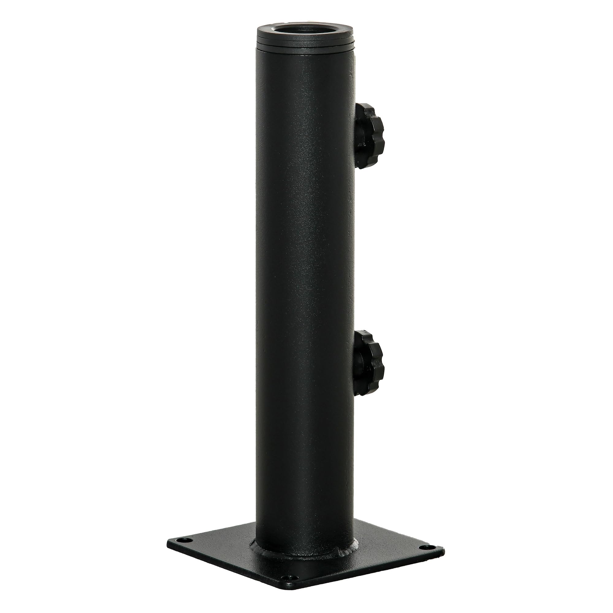 Outsunny Base per Ombrellone, Basamento per Ombrellone in Metallo, per Pali di Ombrelloni da Ø34/38/48 mm, per Patio, Pontile, Giardino e Cortile, Nero