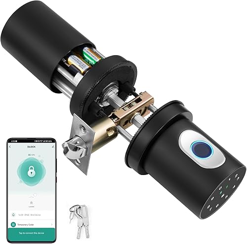 Cerradura inteligente, perilla de puerta de huellas dactilares, cerrojo WiFi integrado, entrada sin llave, cerraduras de puerta electrónicas, fácil