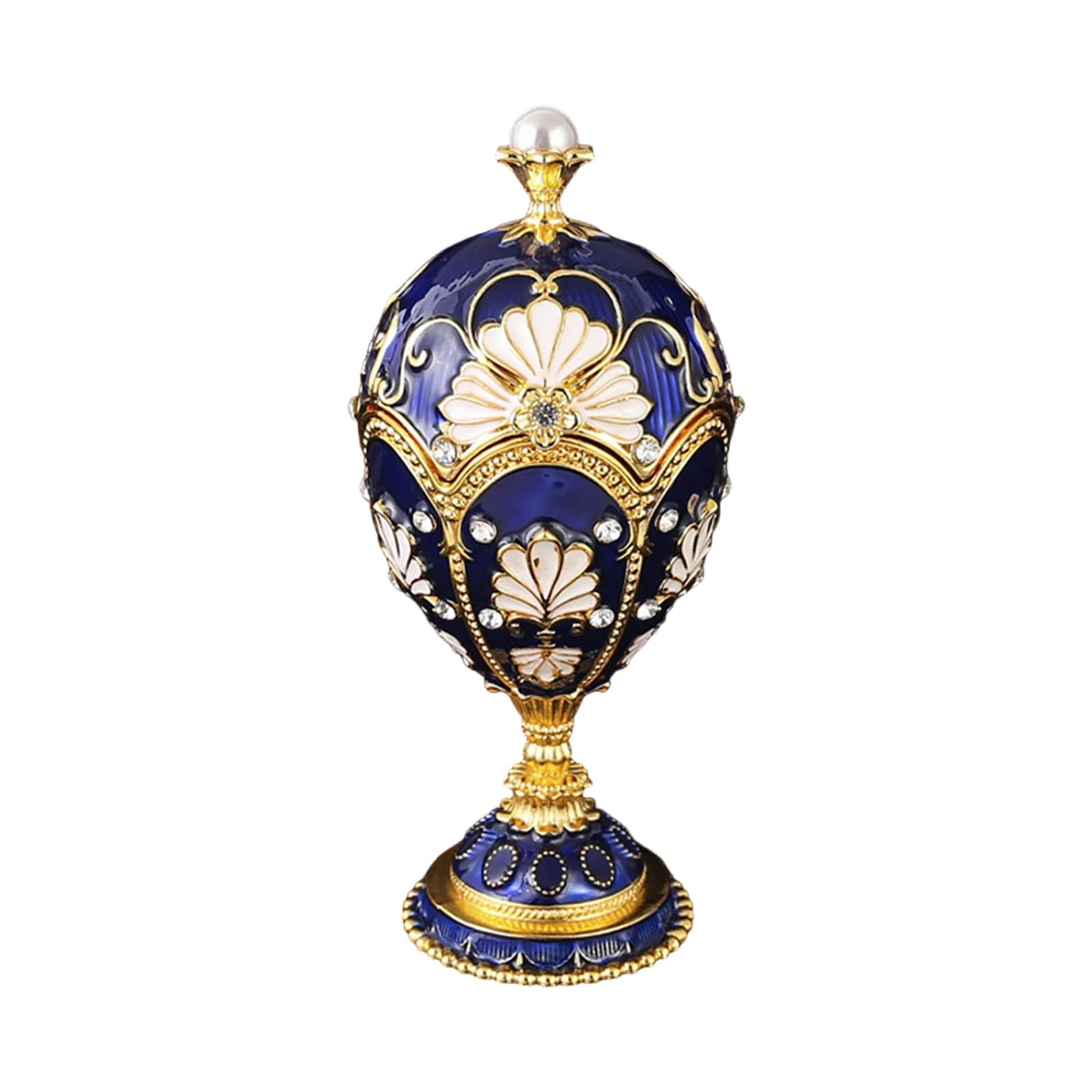Msioytog Crystal Rhinestones Enameled Jewelry Display Case Spacious Compartment Organiser Jewelry Display Case Intricate Enamelwork and Spacious Compartment Designs Trinket Organiser