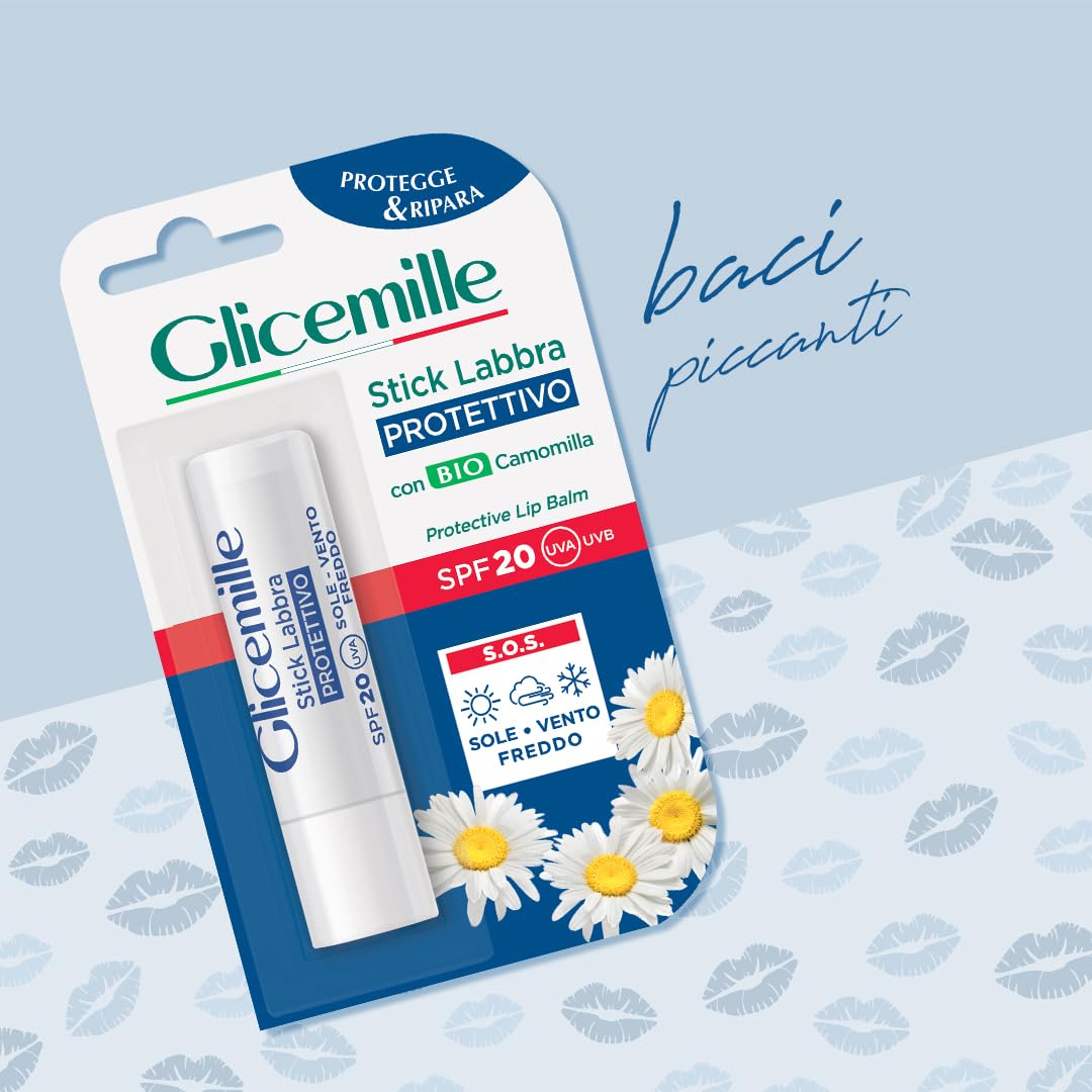 GLICEMILLE | Stick Lèvres Protecteur, SPF 20, avec Camomille BIO, 5,5 ml