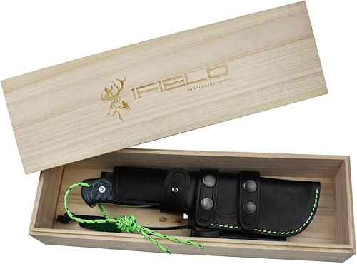 Miniatura 5 de iFIELD Bushcraft - Cuchillo de supervivencia EL29118, hoja de satén Bohler N690CO de 4.5 pulgadas, mango TRF, funda de cuero negro, fabricado en