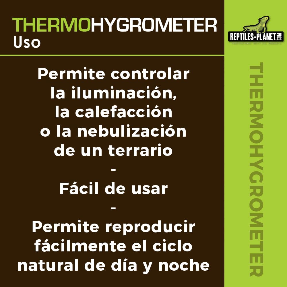 Reptiles Planet – Pequeño Thermohygrometer – Termómetro e higrómetro digital para Terrario