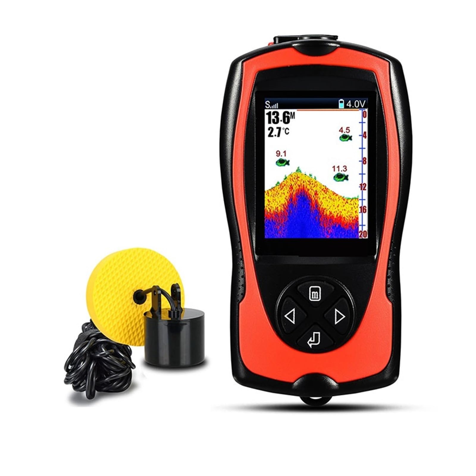 Ecoscandaglio, Ecoscandaglio ricaricabile Sensore sonar cablato/wireless Display a colori for la pesca Profondità massima dell'acqua 45 M(FF1108-1CT)