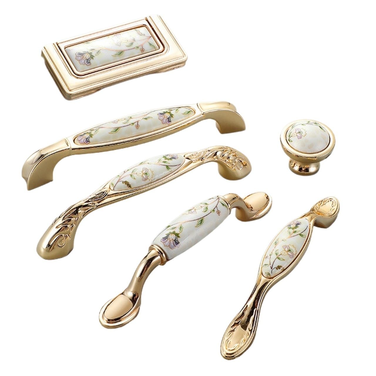 IRFHDCX Cupboard Handles 2pcsAntique Ceramic Cabinet Handles Vintage Drawer Knobs Wardrobe Door Furniture Handle Hardware(1098YD-96mm)