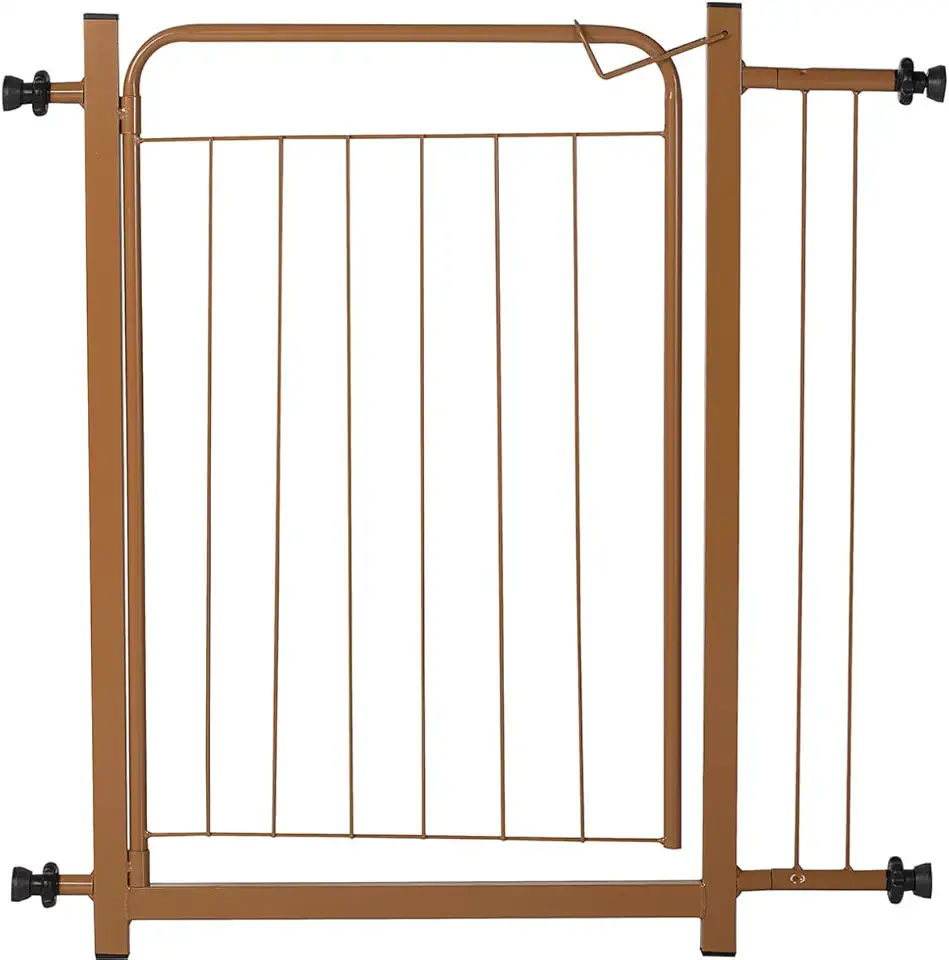 Portão Pet Cães Bebês Largo 69 a 84cm Extensor 10cm Marrom