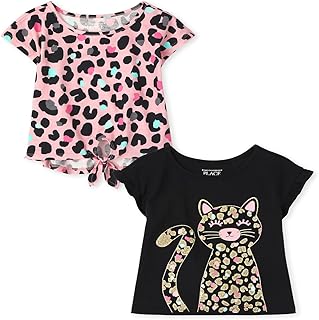 The Children's Place Baby Toddler Girl Short Sleeve Leopard Top 2-Pack