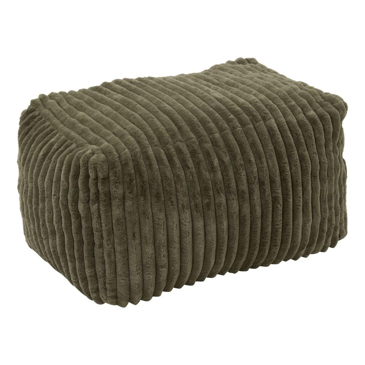 Atmosphera - Pouf muzi rectangulaire côtelé 61x78cm Vert