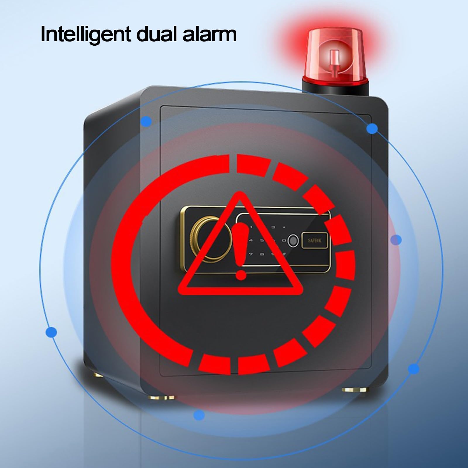 Cassaforte Piccola con Impronta Digitale Ignifugo Cassaforte Interamente In Acciaio con Touchscreen Intelligente Doppio Allarme Intelligente Safe per La Casa, L'hotel e L'ufficio(Black,38x45x33cm)