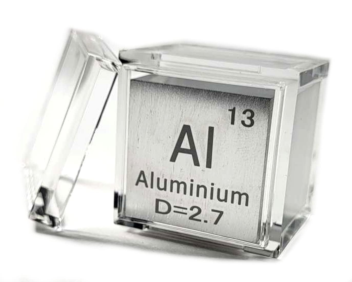 1" 25.4mm Aluminium Metal Cube Al up to 99.9% Pure Periodic Table Element Engraved Density Collection Science Education Display Block Cube + Acrylic Case Box - 1PC โ image 1