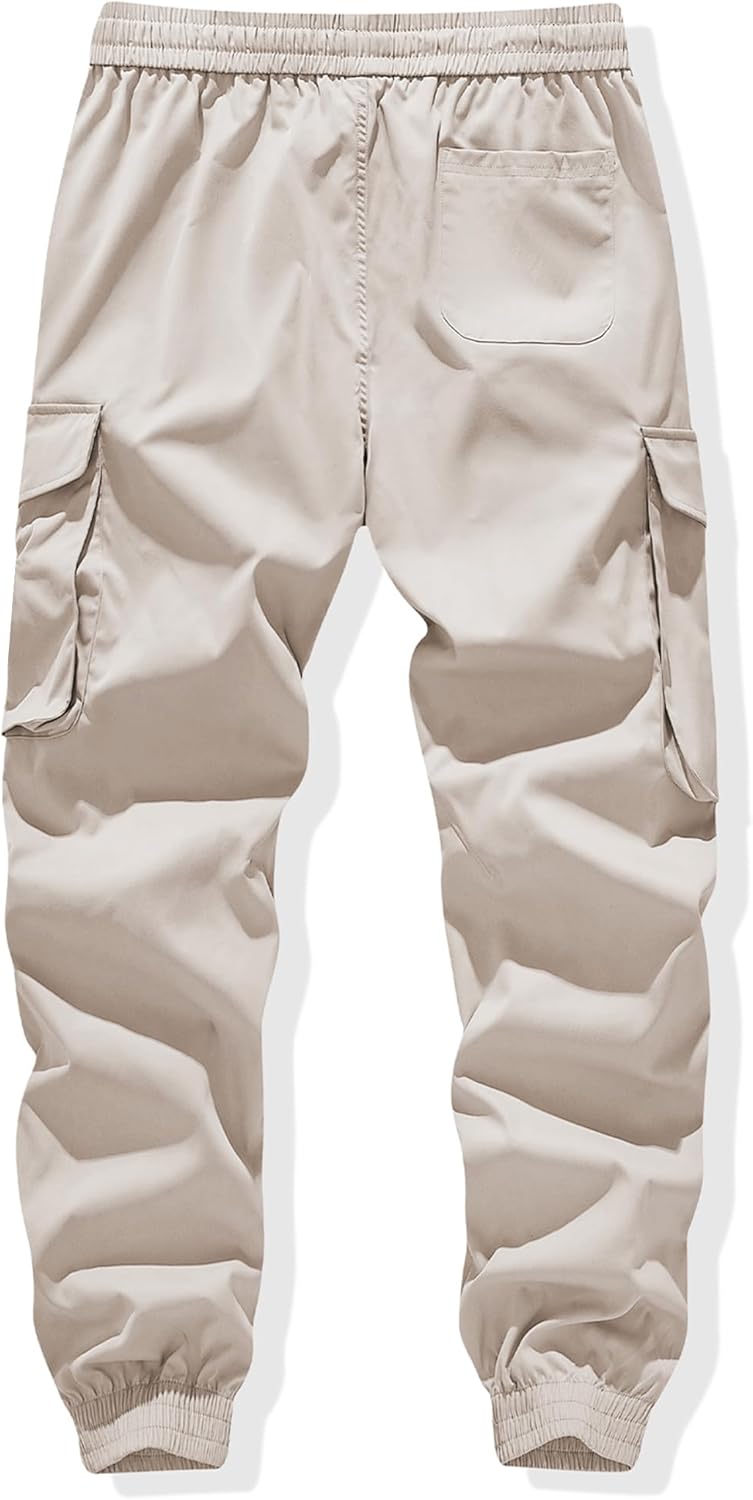 JMIERR Men's Casual Cargo Joggers Pants Stretch Elastic Waist Drawstring Tapered Sweatpants with Pockets - Image 7