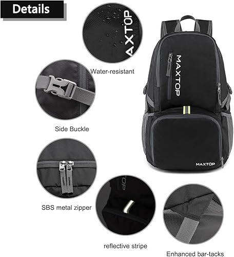 Miniatura 4 de MAXTOP Mochila ligera y plegable de 4050 L para senderismo, viajes, campamento, resistente al agua, plegable, para viajes al aire libre