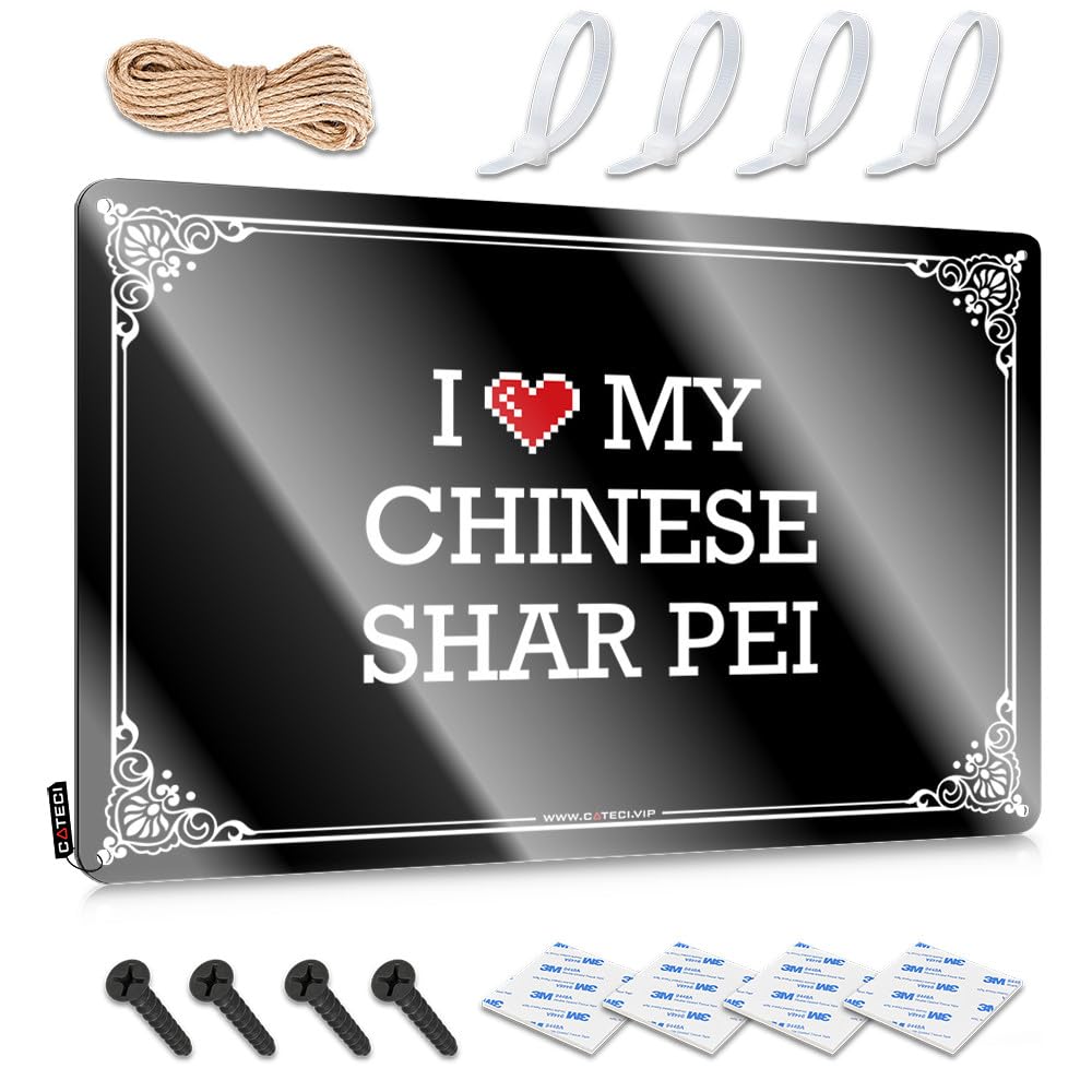 Fzfn Colour Farmhouse Porch Decor Signs Soft Bath | I Love My Chinese Shar Pei Cute Trailer Decoration(20X30cm)