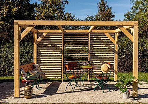 Pergola Bioclimatique 12.20m² Bois Naturel - VT3436V