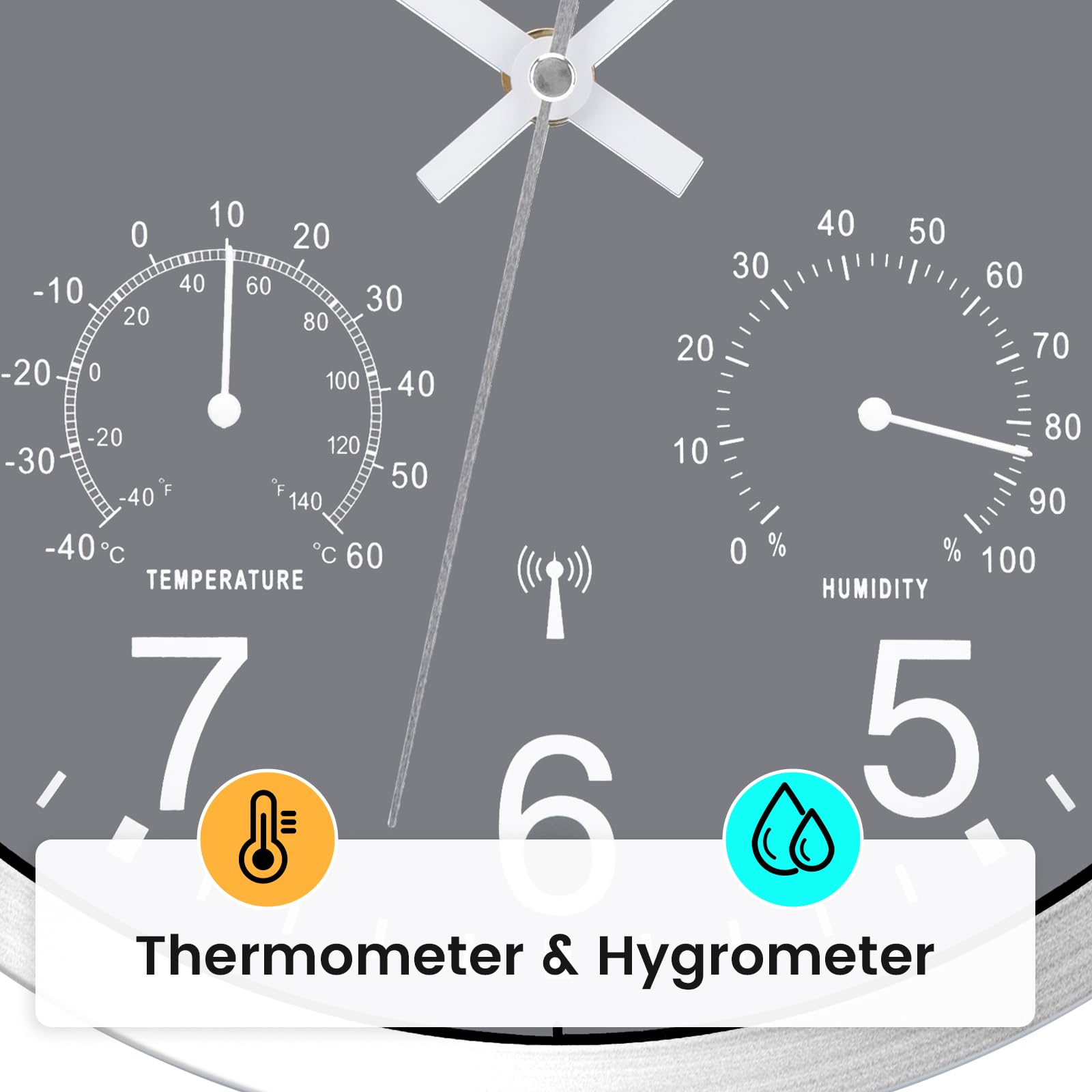 Reloj de pared inalámbrico con indicador de temperatura, 30 cm