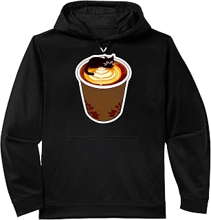 Black Coffee Cat Cozy Latte Art Meme Performance Hoodie