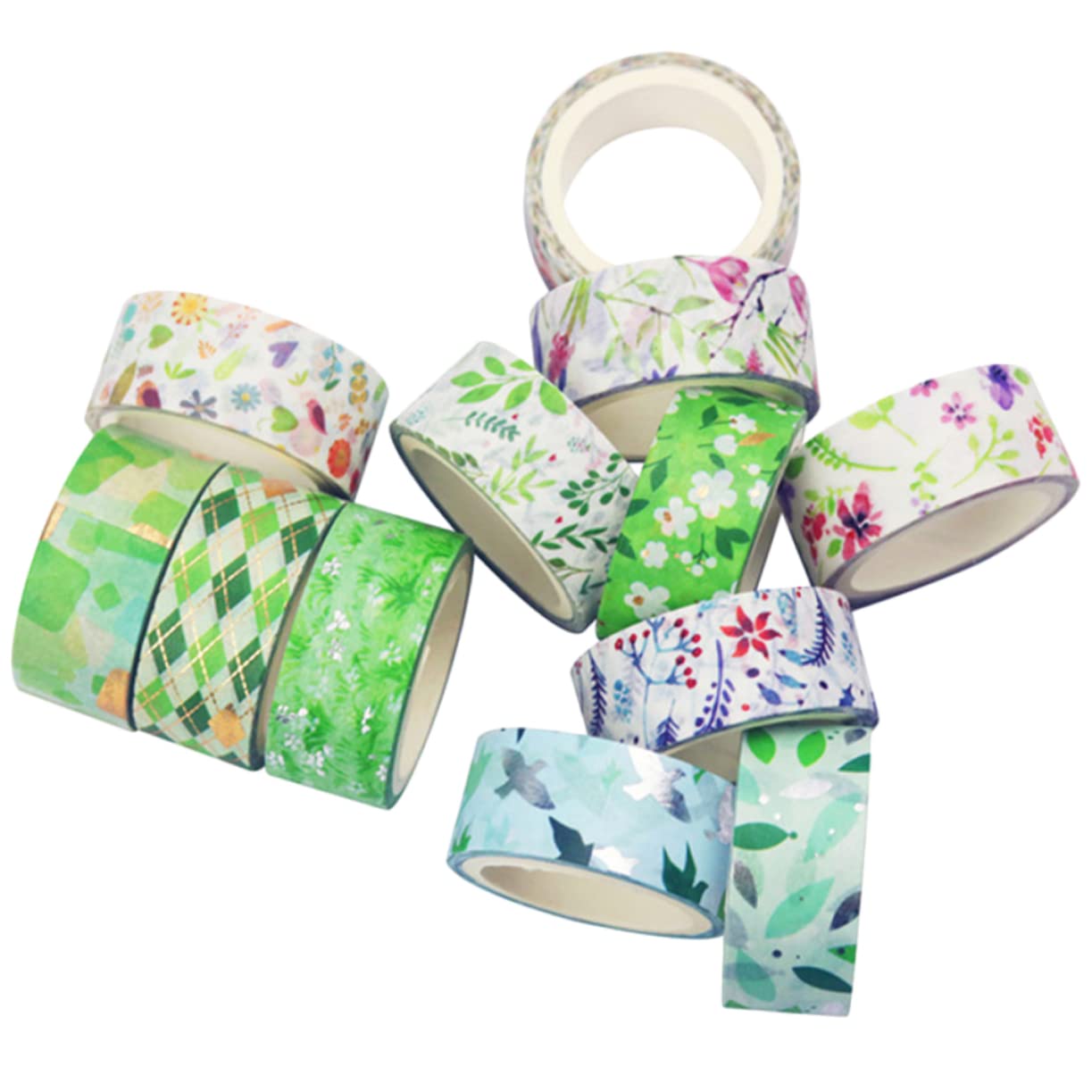 STOBOK 48rollen Washi Tape Mit Blumenmuster Dekoratives Klebeband Für Scrapbooking Journaling Und -projekte Mit Fröhlichen Designs Und Silberprägung