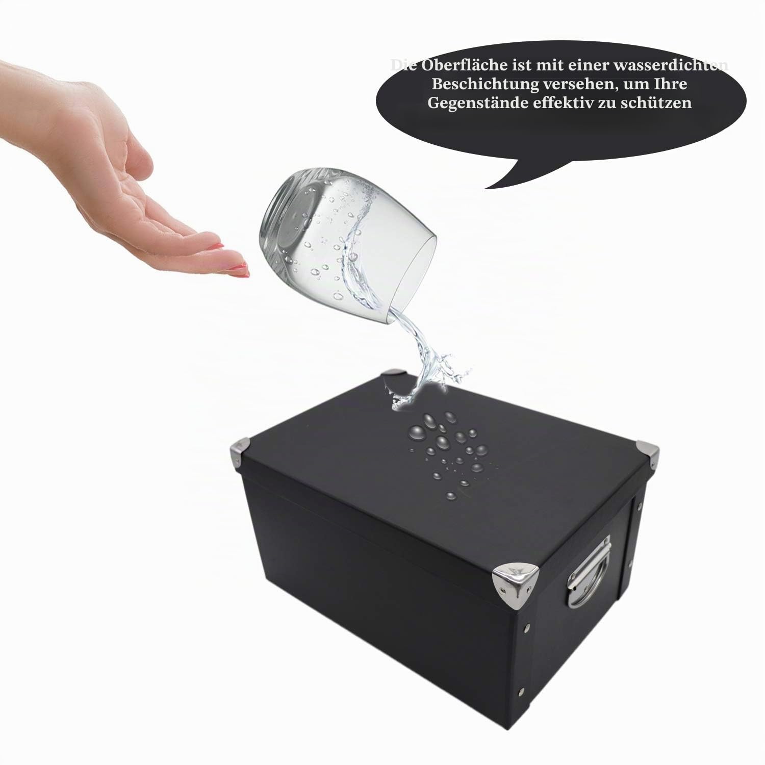 GUOZI Faltbare Aufbewahrungsbox, Dekorative Erinnerungsbox mit Deckel und metallverstärkten Ecken, Aktenkorb aus Karton mit Griffen für Andenken Spielzeug Fotos Büro Kleiderschrank Bücherregal