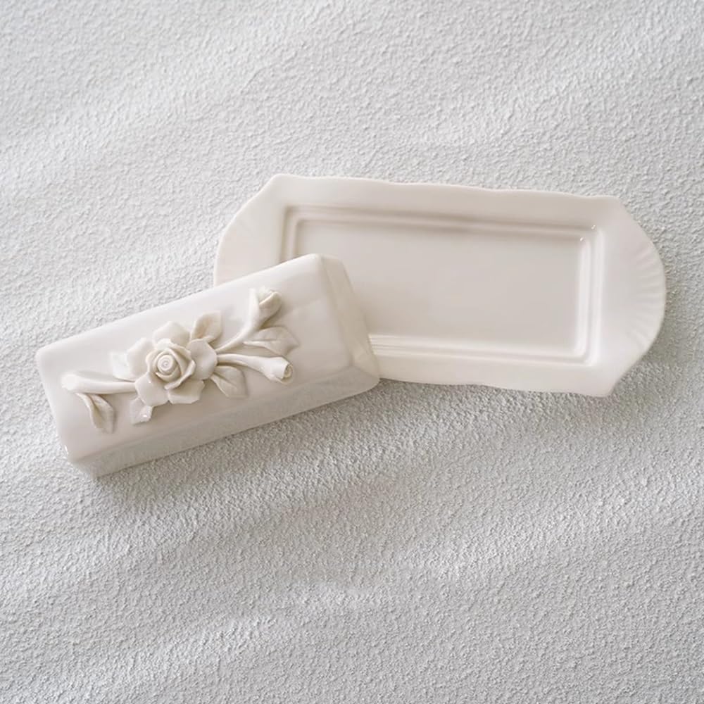 Butter Dishes Ceramic Hand Held Butter Dish with Cover Dim Sum Cheese Dish Square Butter Dish Butter Storage