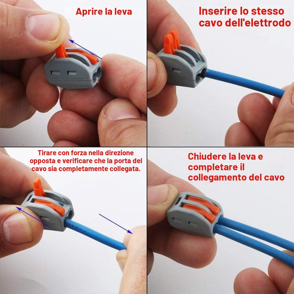 Morsettiere Elettriche, CESFONJER Connettori Elettrici Rapid, 2 Porte Conduttore Compatto Connettore, Leva-Dado Cavo Connettore, Morsettiera Connettore Molla (33pcs)