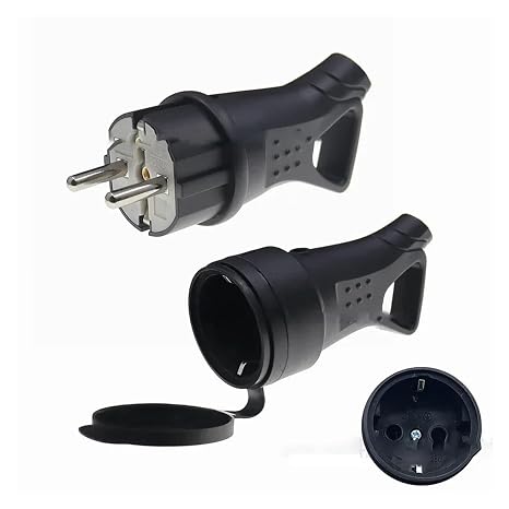 High Poer Socket Rubber Waterproof Electrical Grounded EU Connector 16A 250V Industrial Male and Female Anti Drop(Socket)