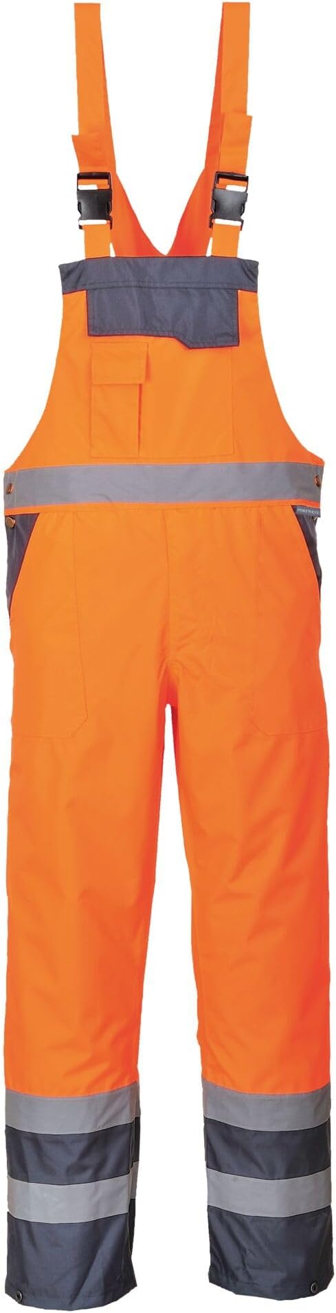 S488 Men's Hi Vis Bib and Brace Work Overalls - Waterproof Breathable Contrast Rain Dungarees