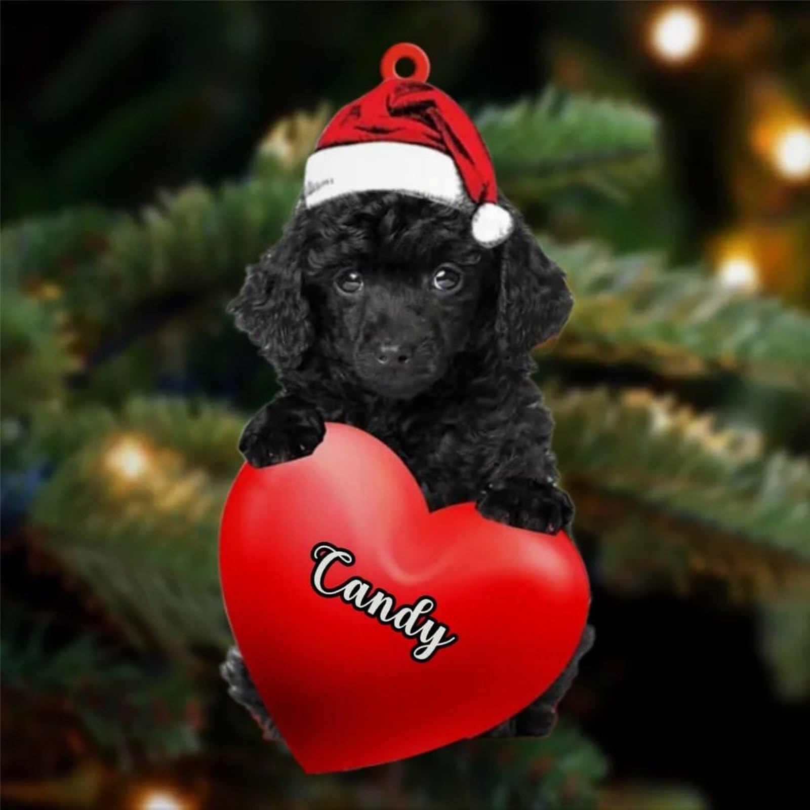 Luckluccy Toy Poodle Black Custom Christmas Love Acrylic Ornament, Christmas Ornament 2025,Gifts For Dog Lover,Dog Tree Decor,Dog 2025