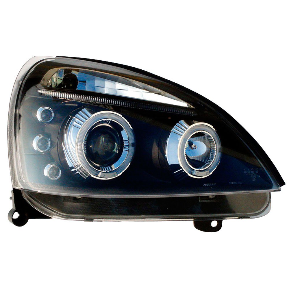 AutoStyle Set de Phares sur mesure | compatible avec Renault Clio II Facelift 2001-2005 - Noir - incl. anneaux Angel-Eyes
